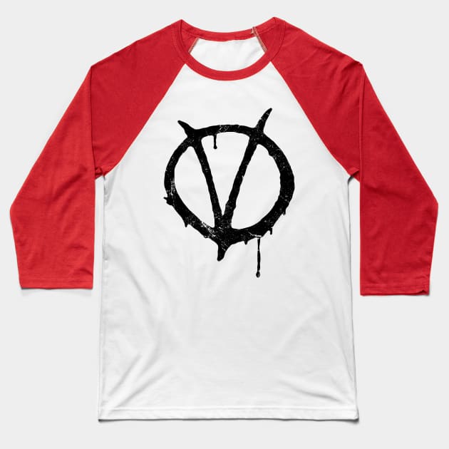 V for Vendetta Symbol Vintage Baseball T-Shirt by Coccomedian